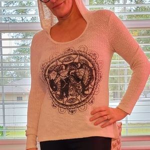 Women's Rennes Knit Pullover Hoodie w/Scoopneck S/M Elephant Yoga Boho